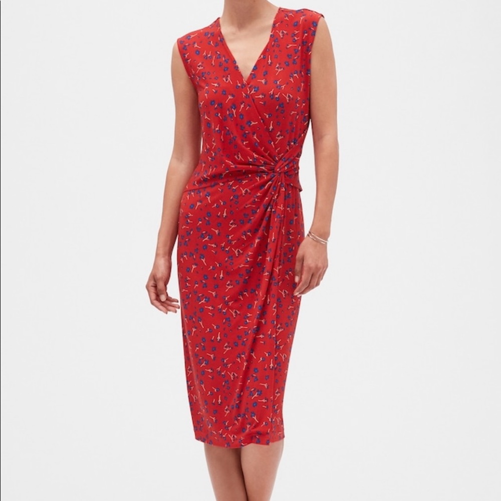 Banana Republic Print Twist Faux Wrap Dress